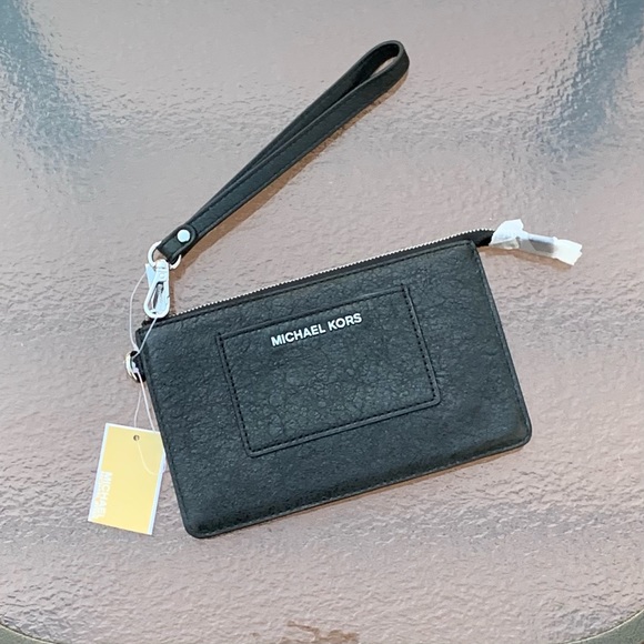 MICHAEL Michael Kors Handbags - Michael Kors Wristlet (NWT) Black Shimmer Pebble Leather (RARE find, Vintage)